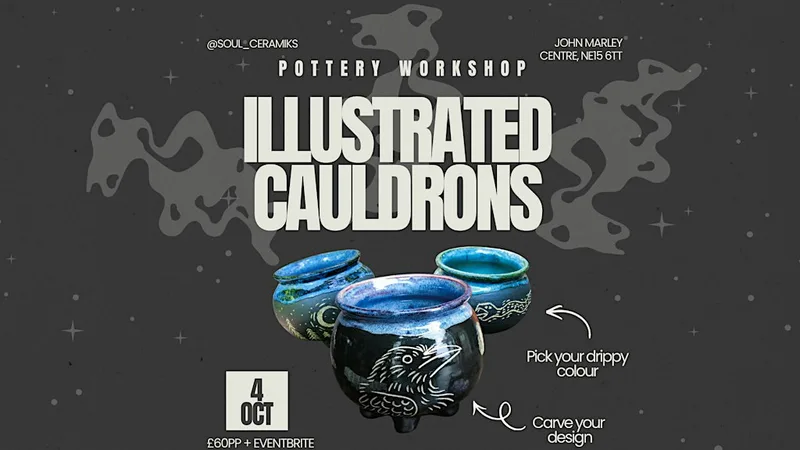 Carved Illustrated Cauldron - Pottery Workshop