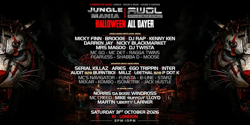 Jungle Mania meets AWOL Halloween All Dayer