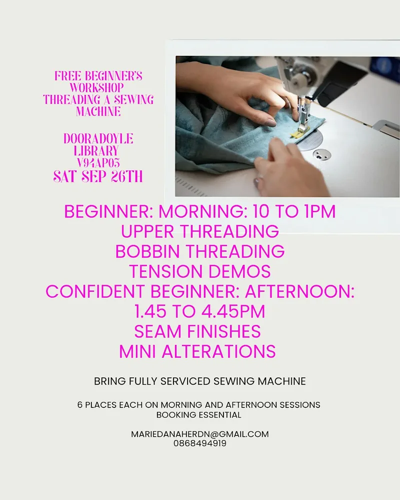 Free beginners machine sewing workshop