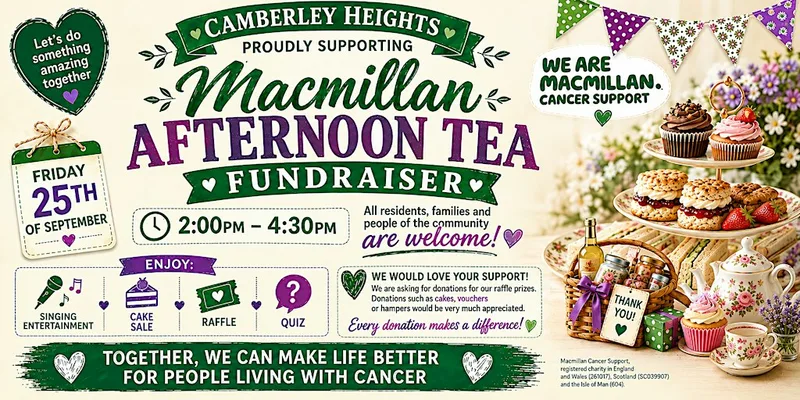 Cambeley Heights Proudly Supporting Macmillan Afternoon Tea Fundraiser!