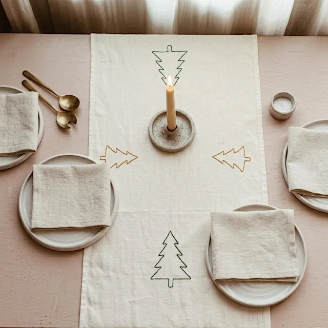Festive Stitching: Hand-Embroidered Christmas Table Runner