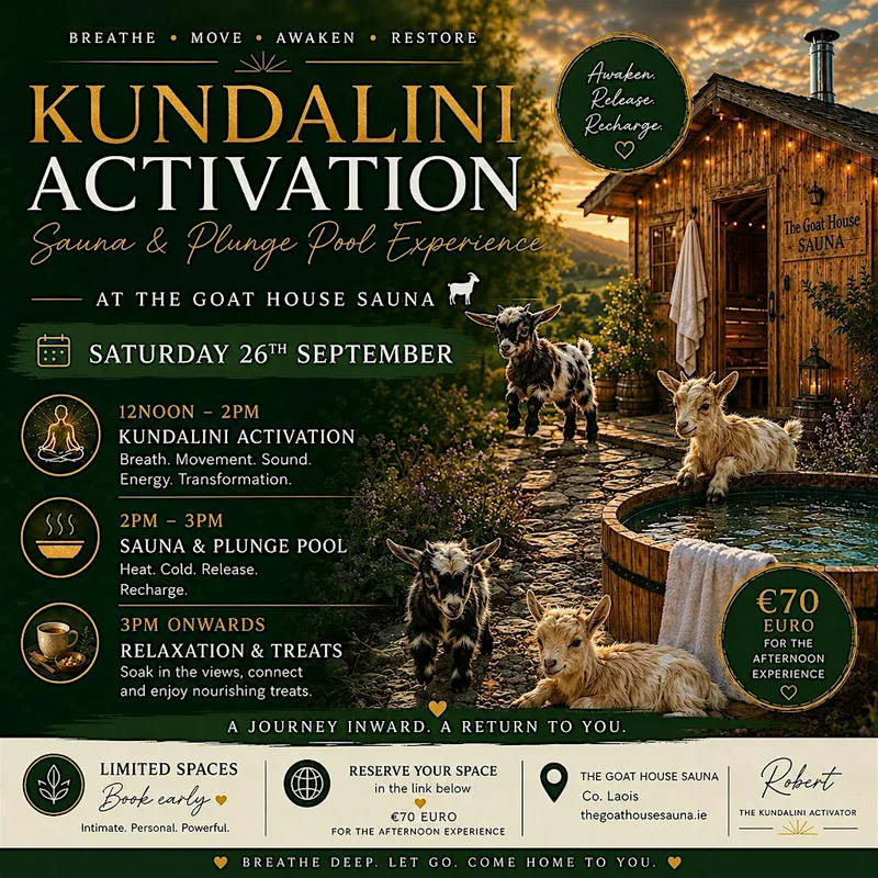 Kundalini Activation • Sauna • Hot/Cold Plunge Pool • Beverages and Treats