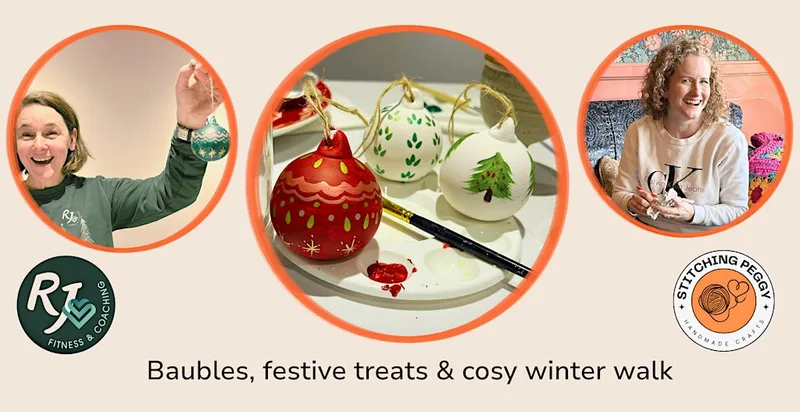 Mindful winter walk and bauble painting