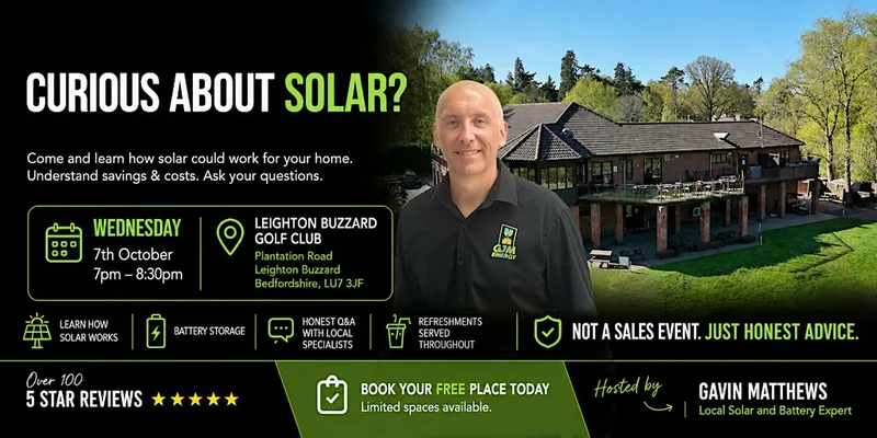 FREE Solar Discovery Evening - Leighton Buzzard Golf Club by GJM Energy