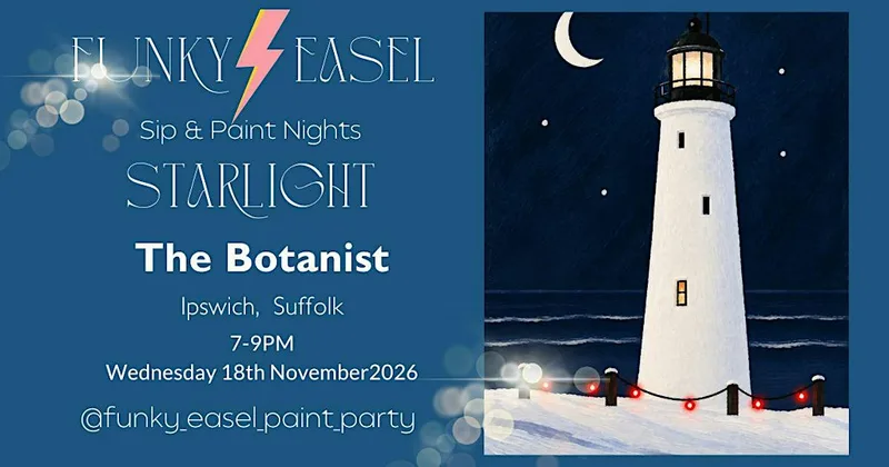 Sip & Paint Night At The Botanist, Ipswich, painting Starlight Lighthouse