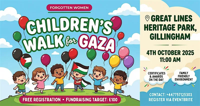 Children’s Walk for Gaza in Gillingham Great Lines Heritage Park