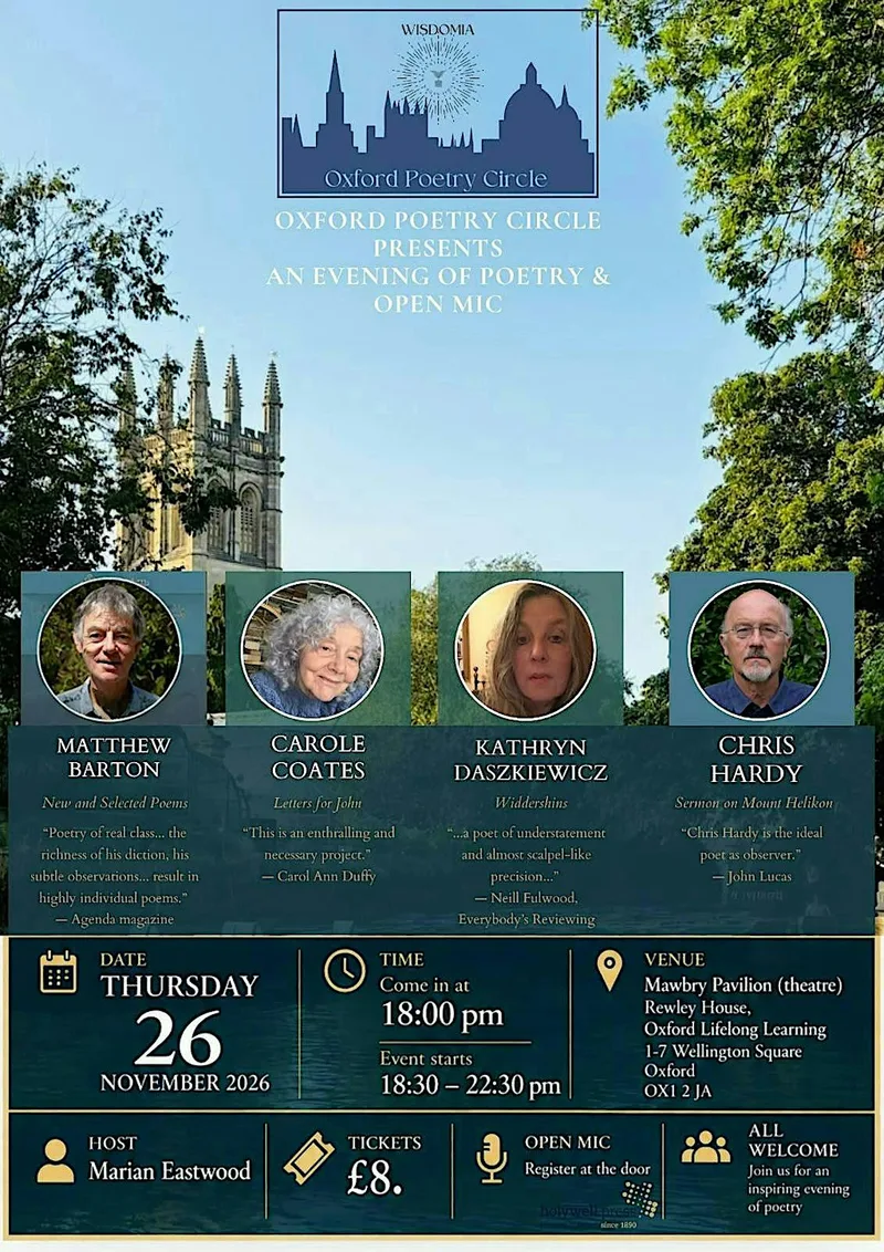 Oxford Poetry Circle Presents: An evening of Poetry and Open Mic