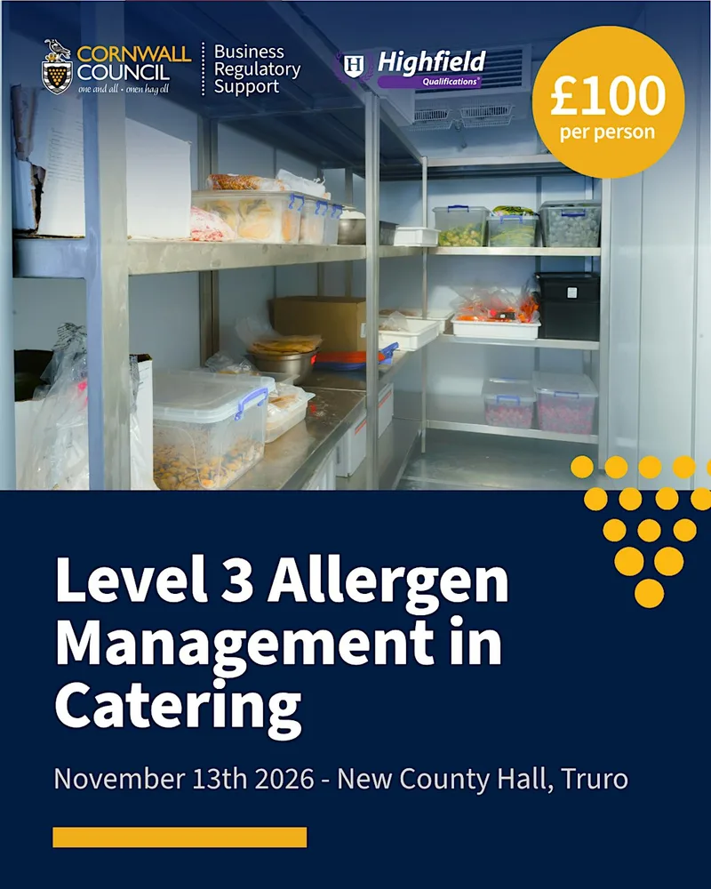 Level 3 Award in Food Allergen Management for Catering