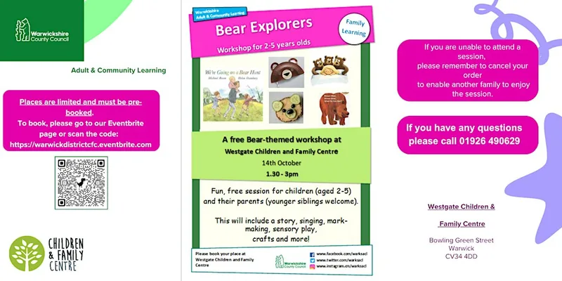 ACL Bear Explorers- Workshop for 2-5 year olds- Westgate C&FC
