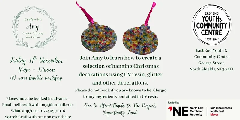 UV resin Christmas decorations workshop - Craft with Amy