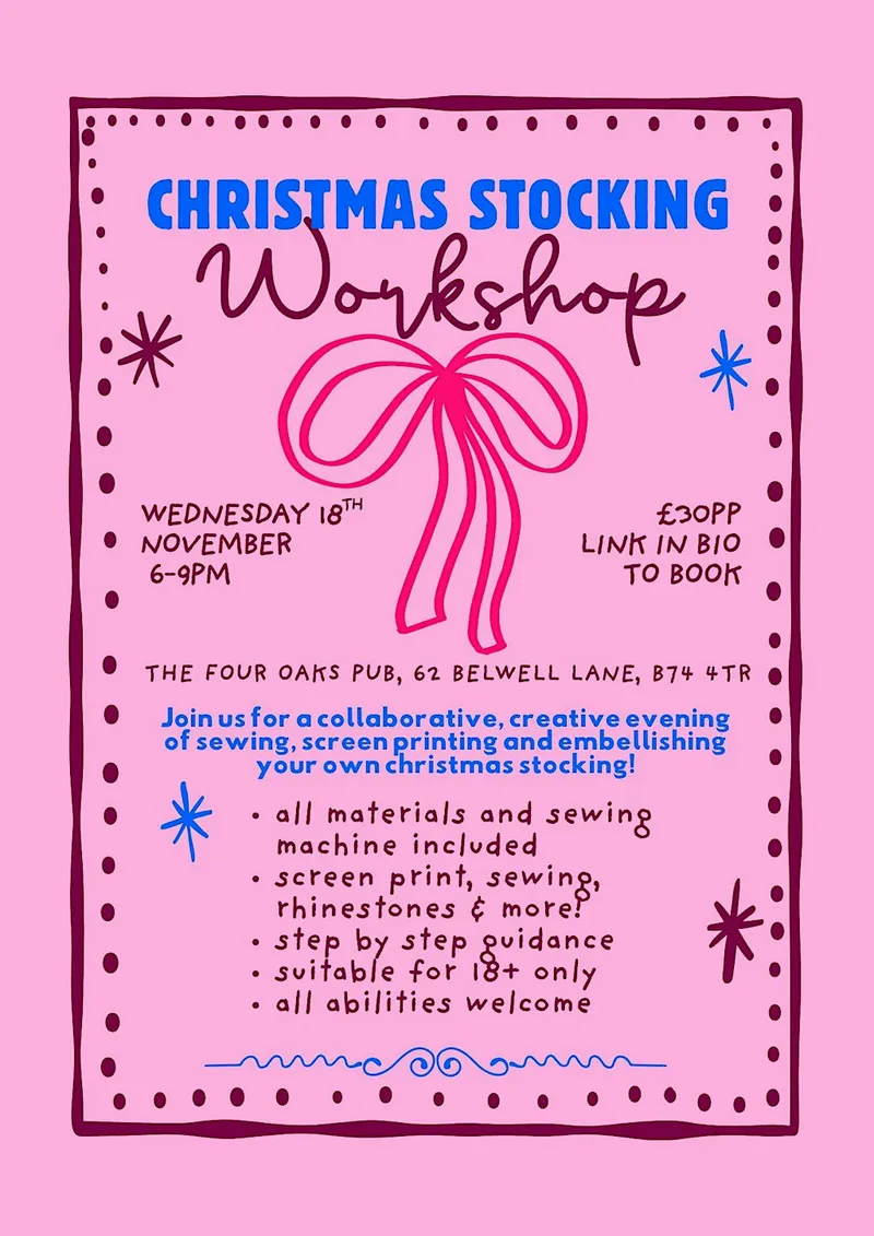 Christmas Stocking Workshop - Sew, Screen Print & Embellish