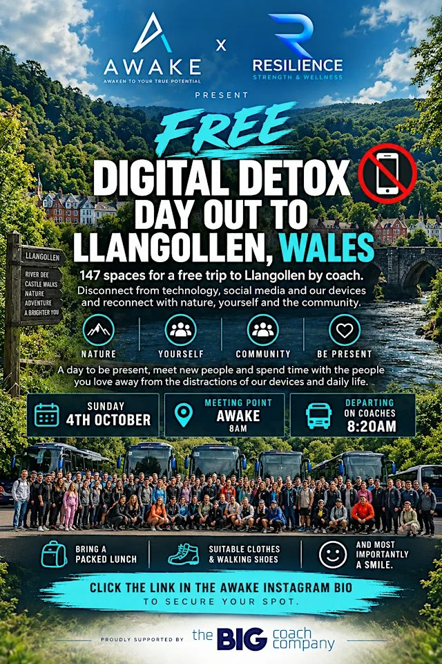 Free Community Digital Detox Day out to Llangollen in Wales.