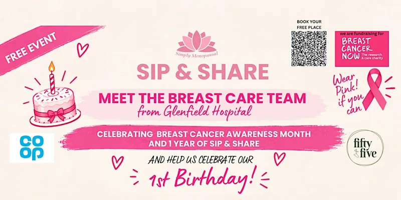 Simply Menopausal Sip & Share in Leicester - Breast Cancer Awareness Talk