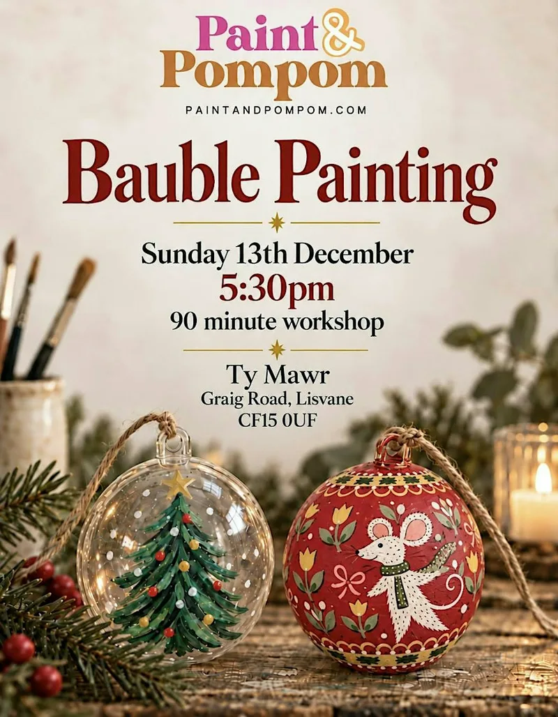 Sip & Paint Baubles at Ty Mawr Lisvane