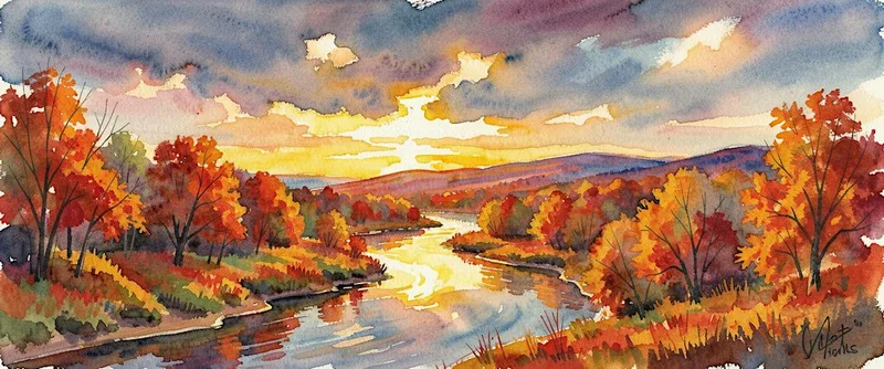 Watercolours Autumn Landscape