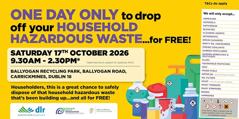 Household Hazardous Waste Collection, Dún Laoghaire . *BOOKING ESSENTIAL*