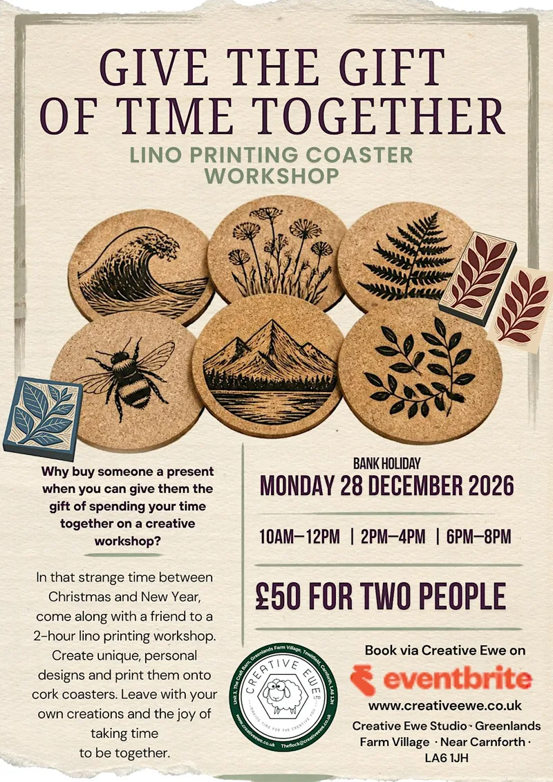 Lino Printing Coaster Workshop (2pm-4pm)