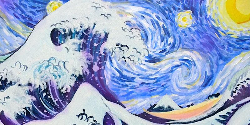 Sip & Paint Starry Night Over The Great Wave